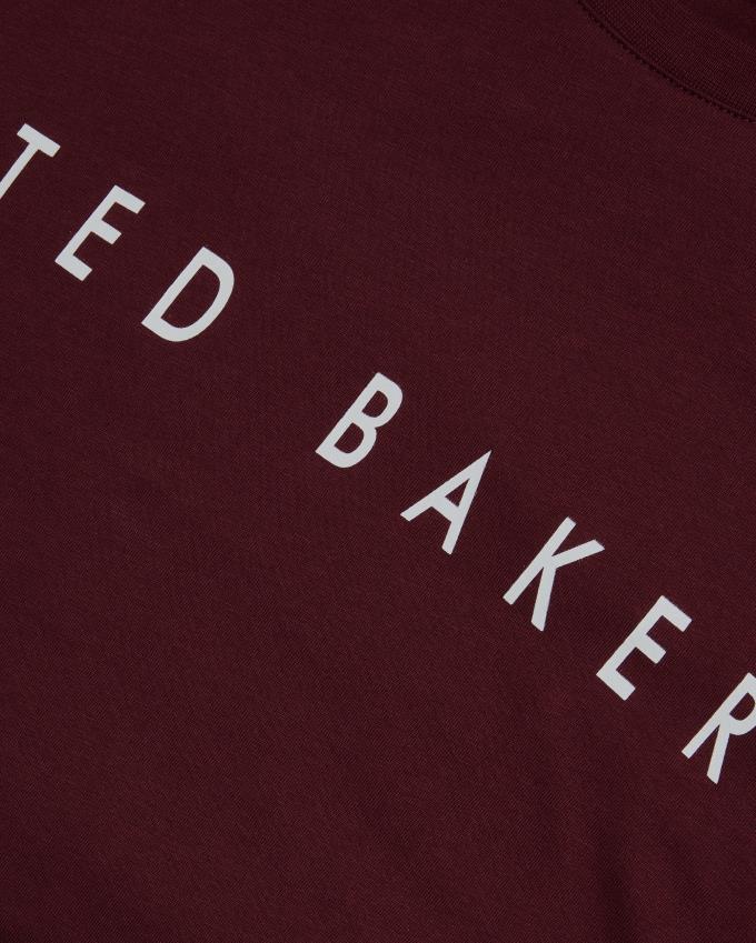 T-Shirt Ted Baker Short Sleeve Branded Bordeaux Homme | HEY-43222098